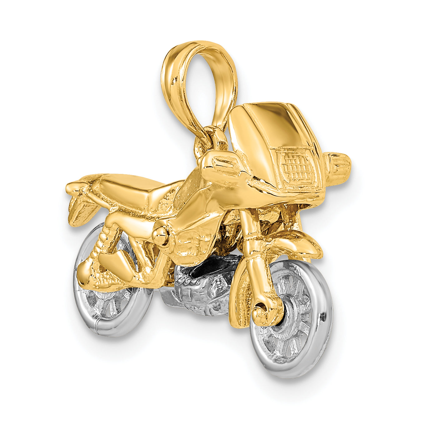 14k Two-tone 3-D Moveable Motorcycle Charm