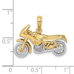 14k Two-tone 3-D Moveable Motorcycle Charm