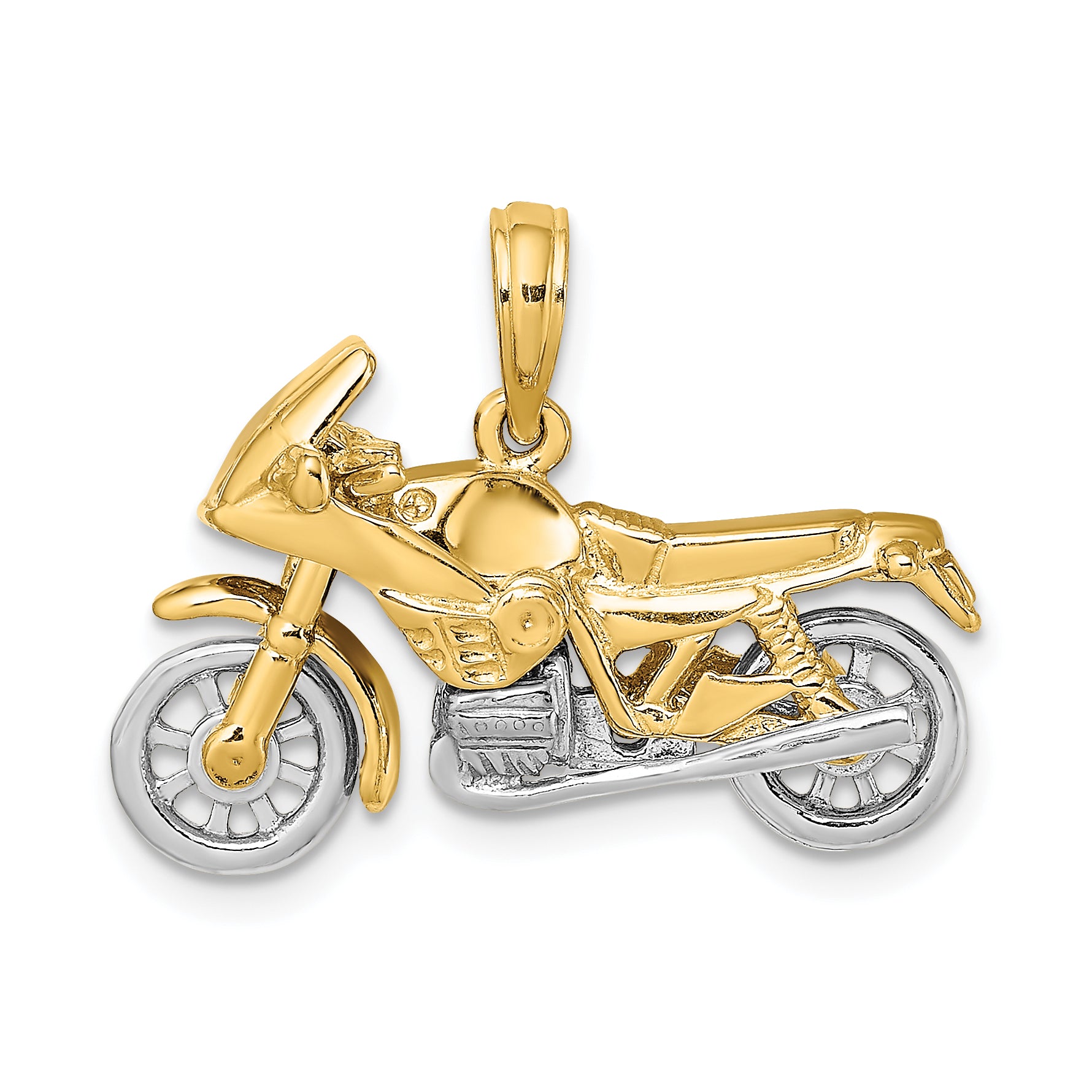 14k Two-tone 3-D Moveable Motorcycle Charm Main image