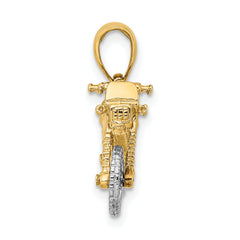 14k Two-tone 3-D Moveable Dirt Bike Motorcycle Charm