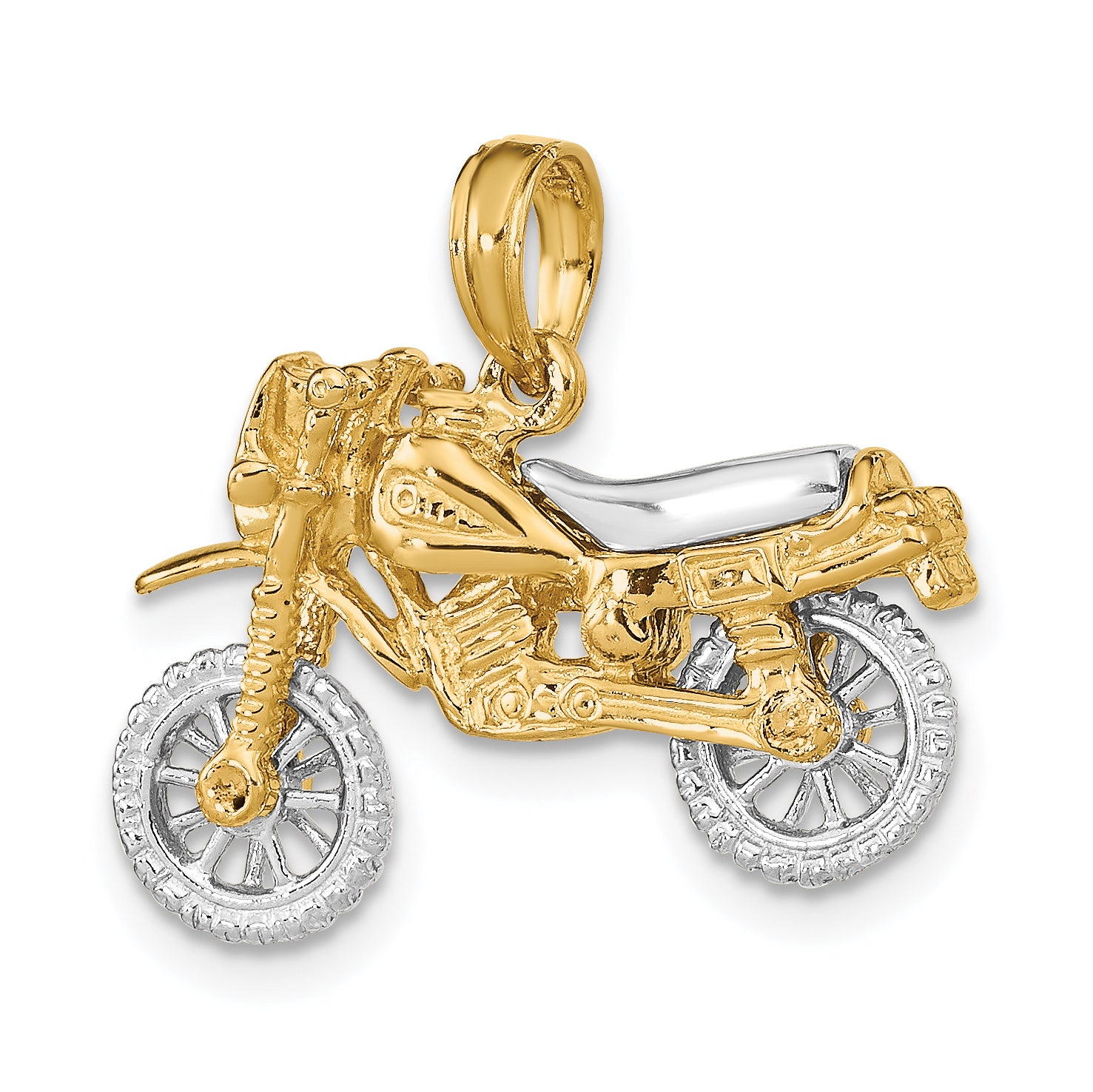 14k Two-tone 3-D Moveable Dirt Bike Motorcycle Charm