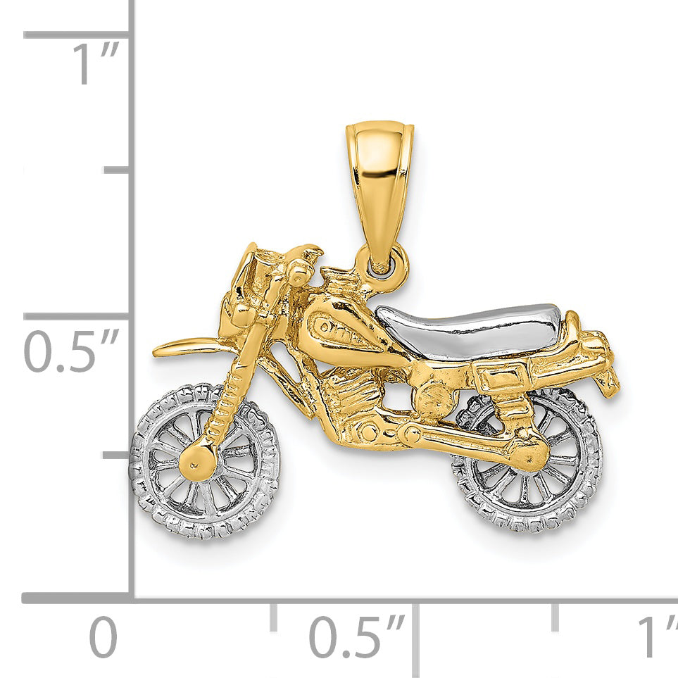 14k Two-tone 3-D Moveable Dirt Bike Motorcycle Charm