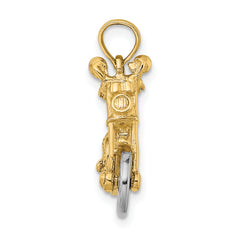 14k Two-tone 3-D Moveable Motorcycle Charm