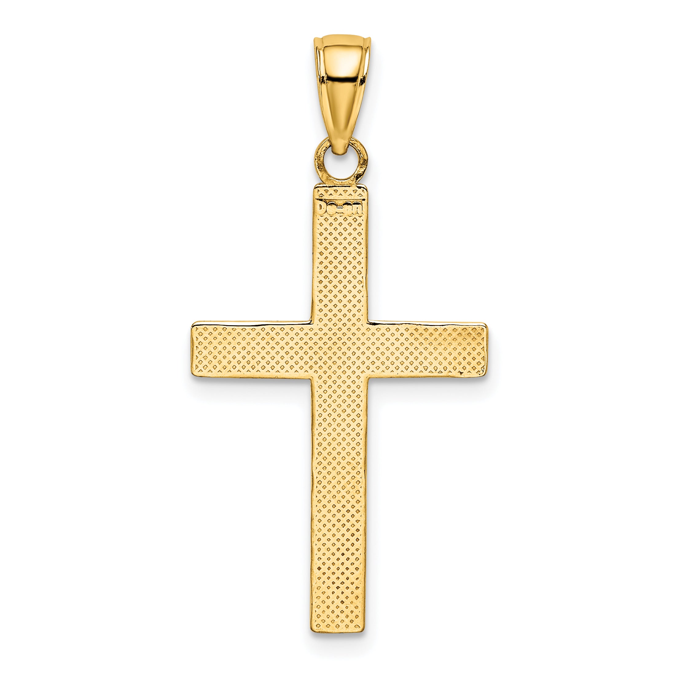 14K W/ Rhodium Polished Tubular Cross Charm