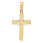 14K W/ Rhodium Polished Tubular Cross Charm