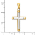 14K W/ Rhodium Polished Tubular Cross Charm