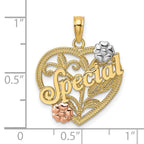 14k Two-tone w/ White Rhodium SPECIAL  On Heart w/ Flower Charm