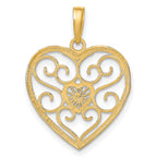 14k w/Rhodium Filigree Beaded Heart Charm