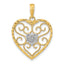 14k w/Rhodium Filigree Beaded Heart Charm