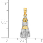 14k Rhodium 3-D Scuba Flipper Charm