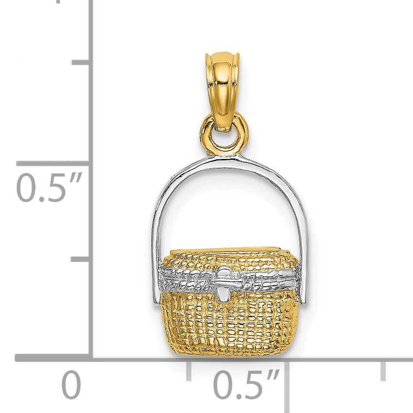 14K W/ Rhodium 2-D Nantucket Basket Charm