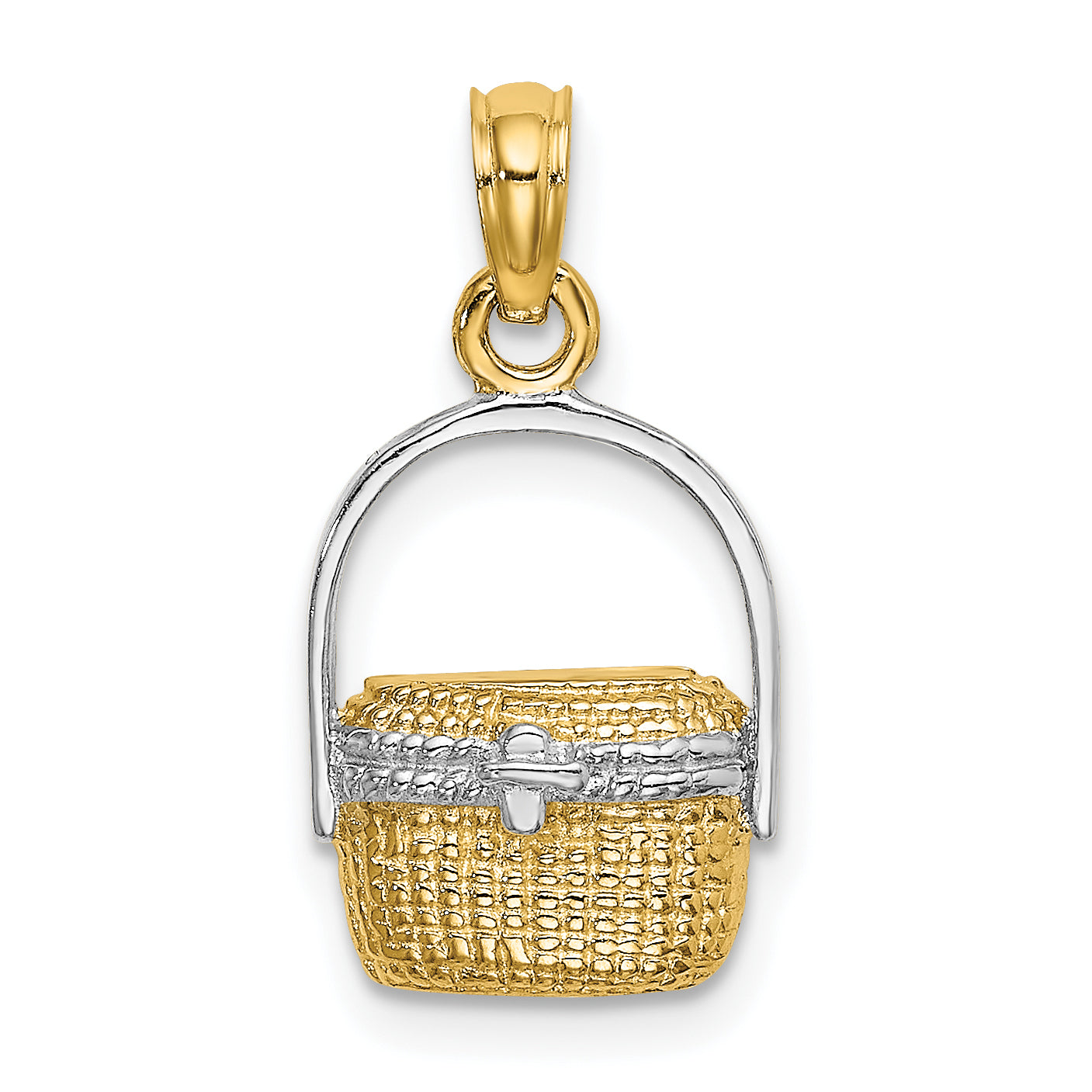14K W/ Rhodium 2-D Nantucket Basket Charm