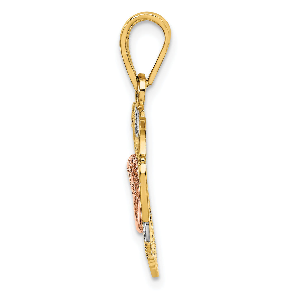 14K Two-tone w/White Rhodium Angel In Heart Charm