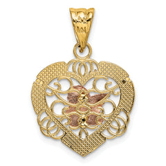 14K Two-tone w/White Rhodium Angel In Heart Charm