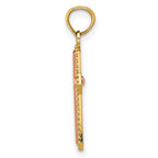 14K Two-tone w/ Beaded Trim Cross Charm
