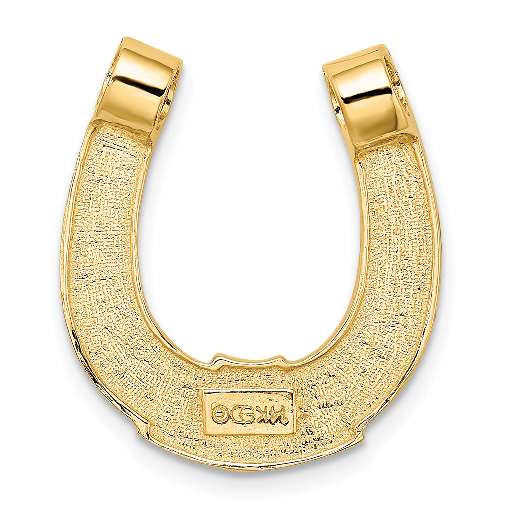 14k w/ Rhodium Horseshoe Chain Slide Charm