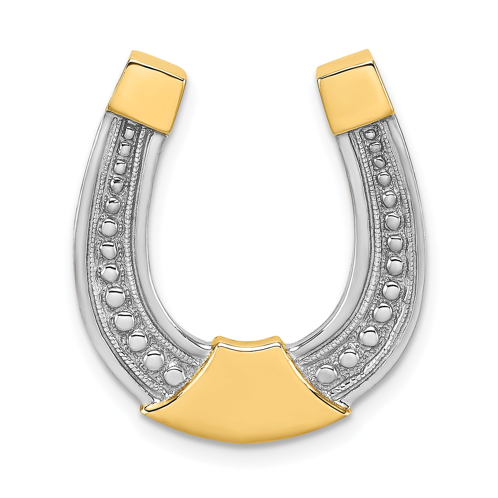 14k w/ Rhodium Horseshoe Chain Slide Charm Main image