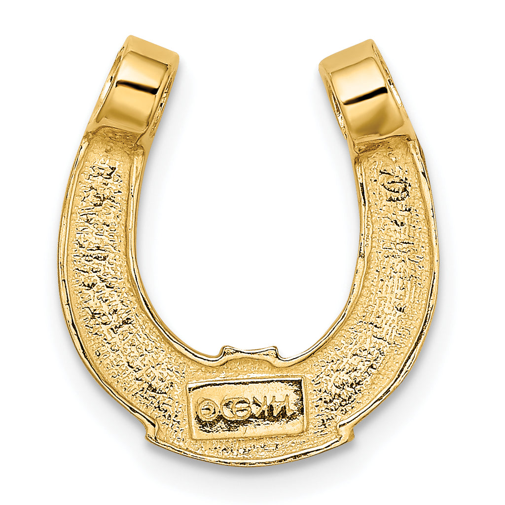 14k w/ Rhodium Horseshoe Chain Slide Charm