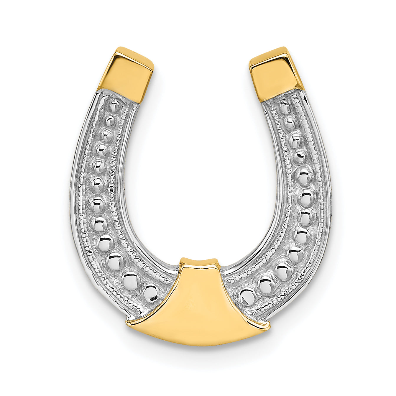 14k w/ Rhodium Horseshoe Chain Slide Charm Main image