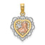 14K Two-tone w/White Rhodium Small Angel In Heart Charm