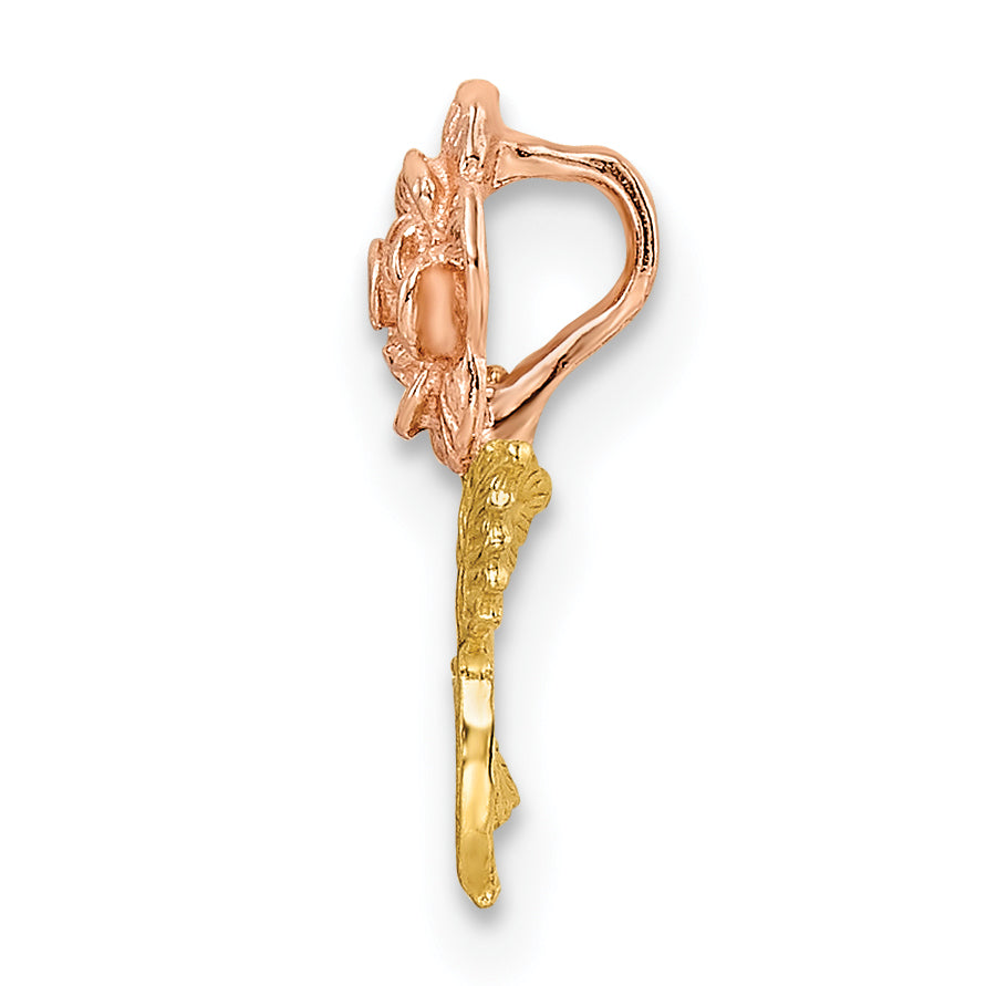 14k Two-tone Textured Rose Slide Pendant Secondary image