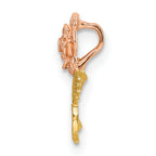 14k Two-tone Textured Rose Slide Pendant