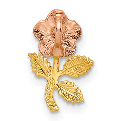 14k Two-tone Textured Rose Slide Pendant