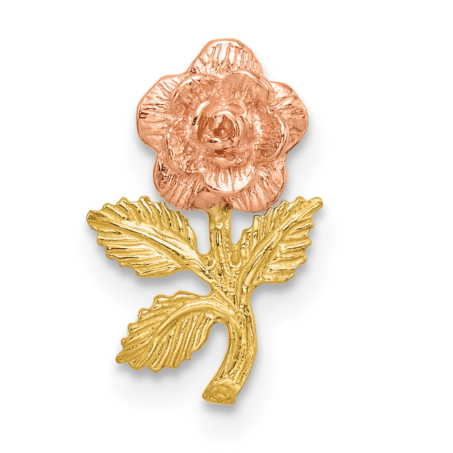 14k Two-tone Textured Rose Slide Pendant Main image