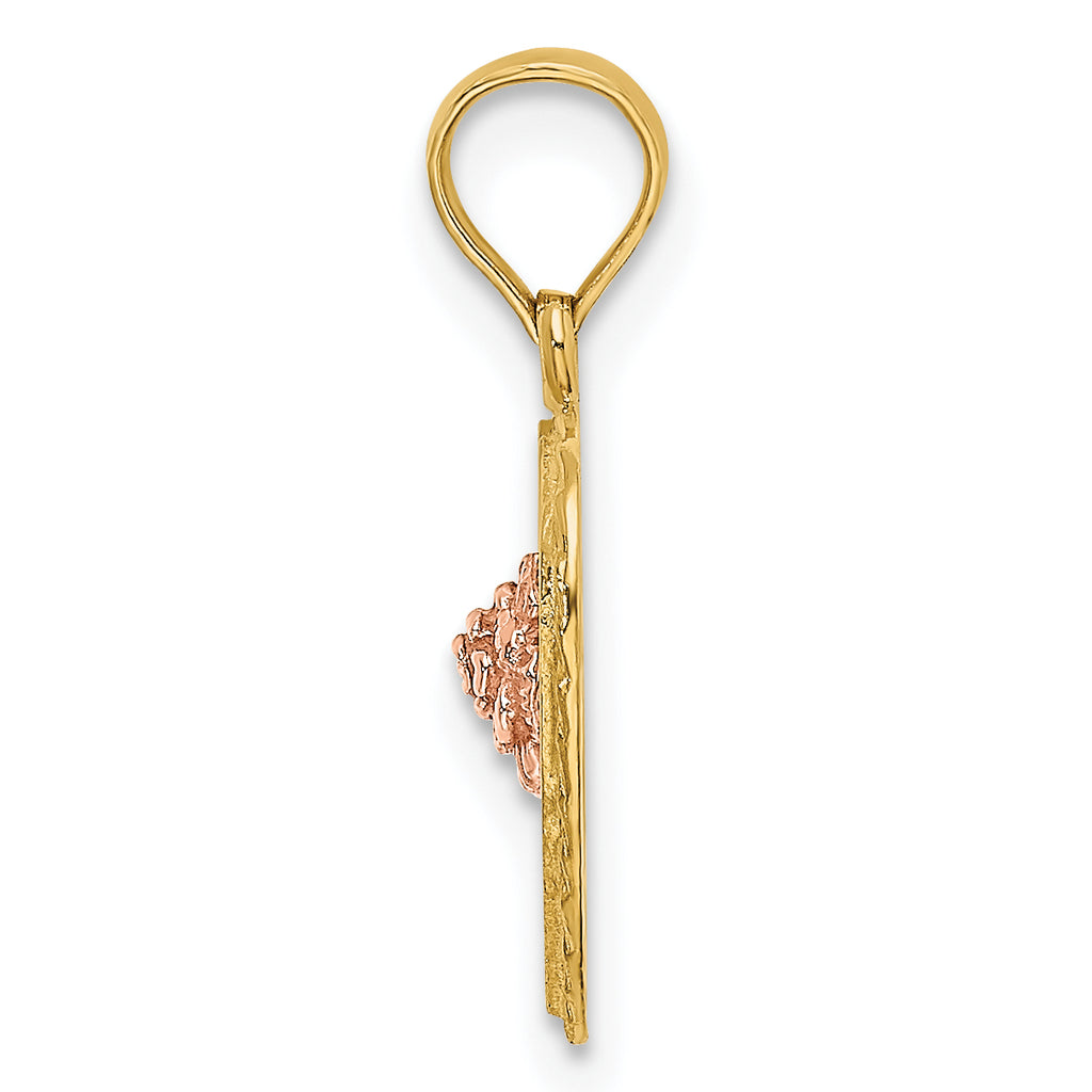 14k Two-Tone Heart w/ Flower Inside Charm
