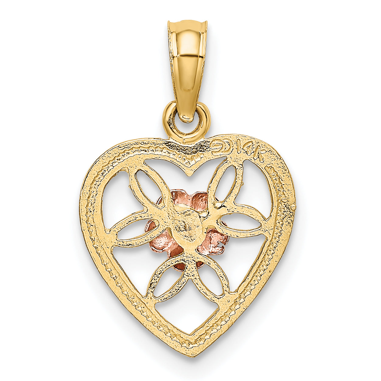 14k Two-Tone Heart w/ Flower Inside Charm