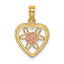 14k Two-Tone Heart w/ Flower Inside Charm