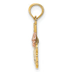 14k Two-Tone #1 MOM Script w/ Flower Charm