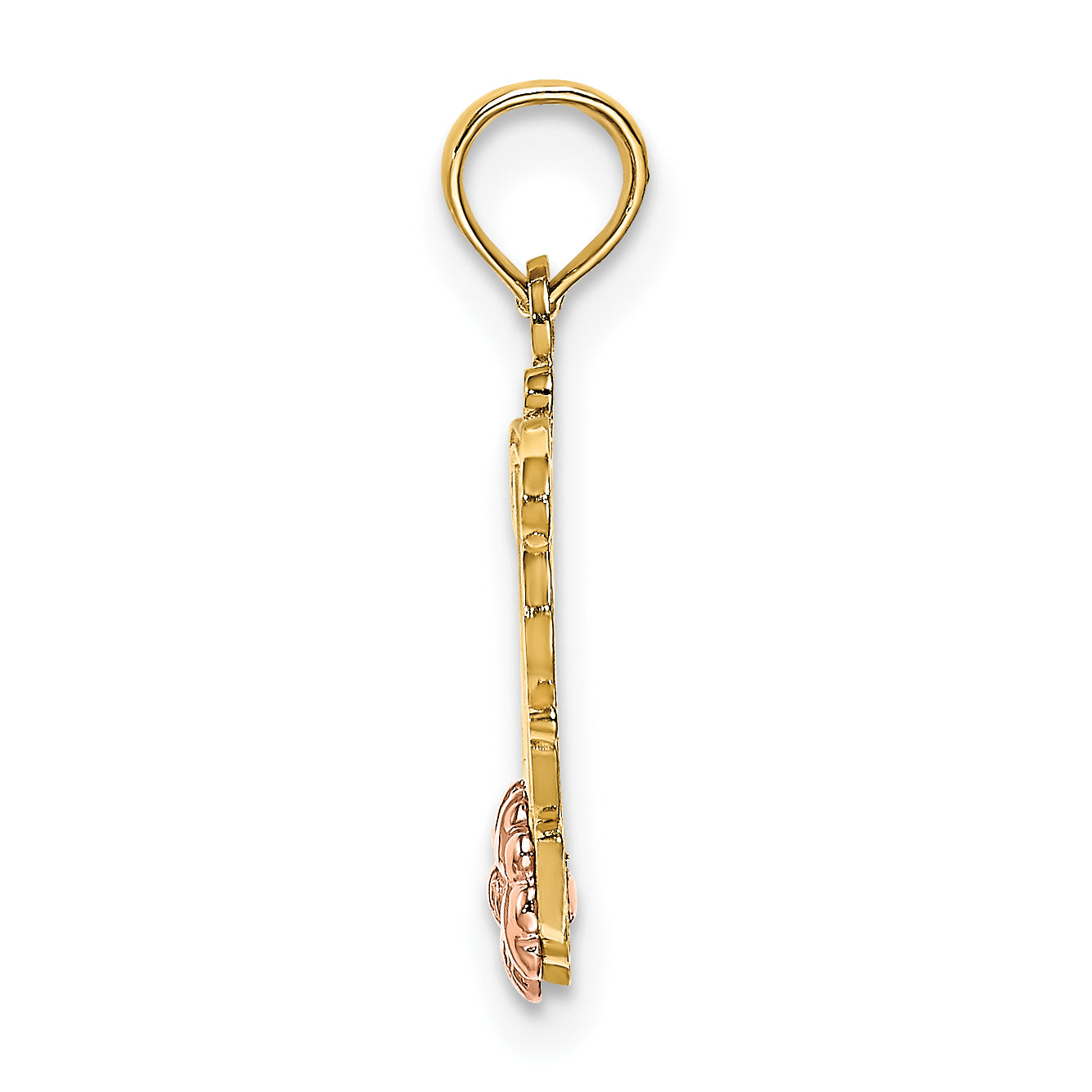 14k Two-Tone MOM Script w/ Flower Charm Secondary image