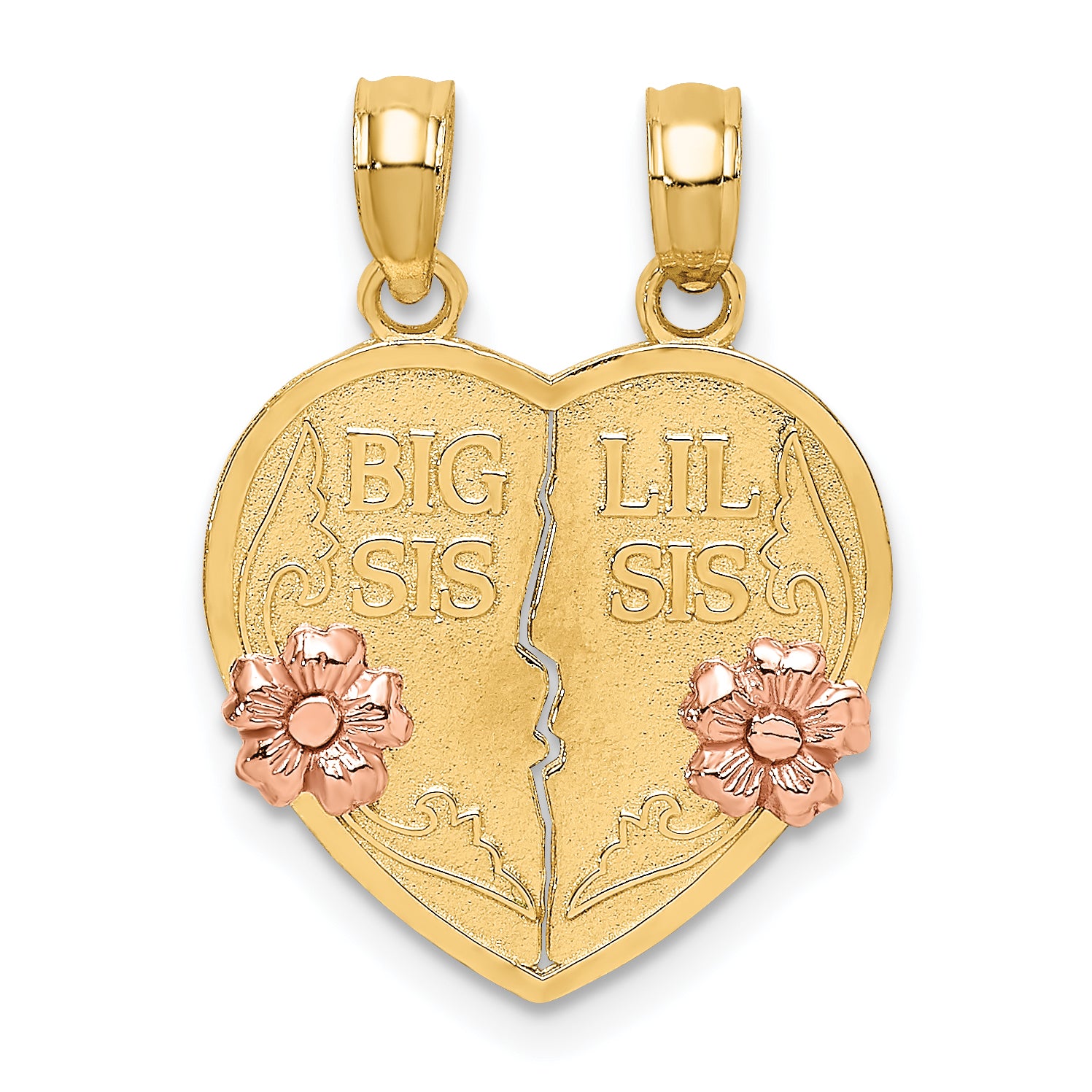 14k Two-Tone BIG SIS-LIL SIS Break-apart Heart Charm Main image