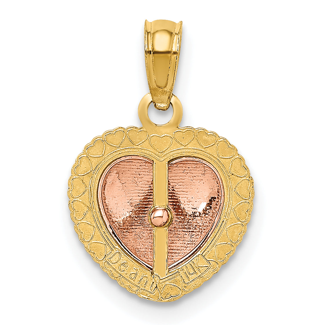 14k Yellow and Rose Gold Polished Heart Beaded Charm