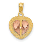 14k Yellow and Rose Gold Polished Heart Beaded Charm