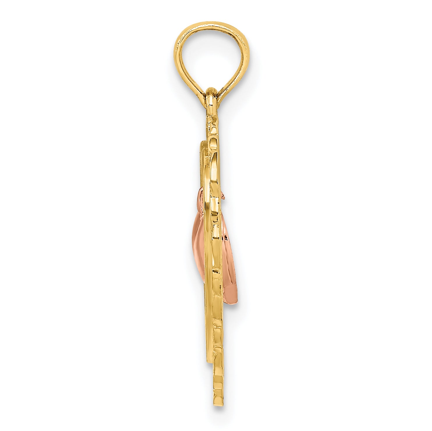 14k Yellow and Rose Gold Polished Dangling Heart In Heart Charm Secondary image