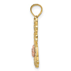 14k Two-Tone Sitting Cat w/ Bow and Flower Charm