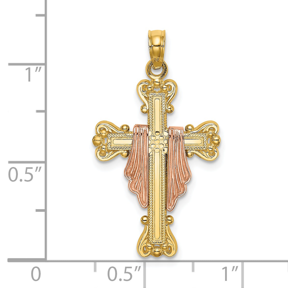 14k Two-Tone Cross w/ Drape Charm Secondary image