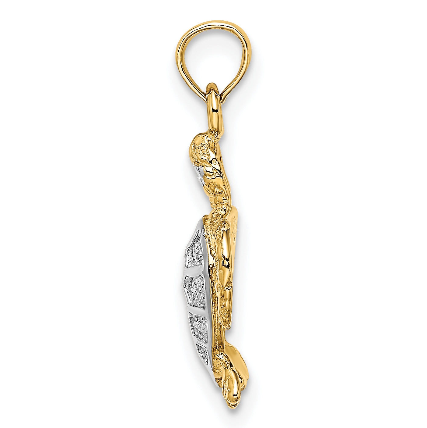 14K with White Rhodium Swimming Sea Turtle Charm Secondary image