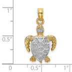14K with White Rhodium Swimming Sea Turtle Charm