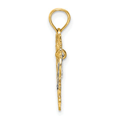14k Two-tone MOM Inside Heart Charm