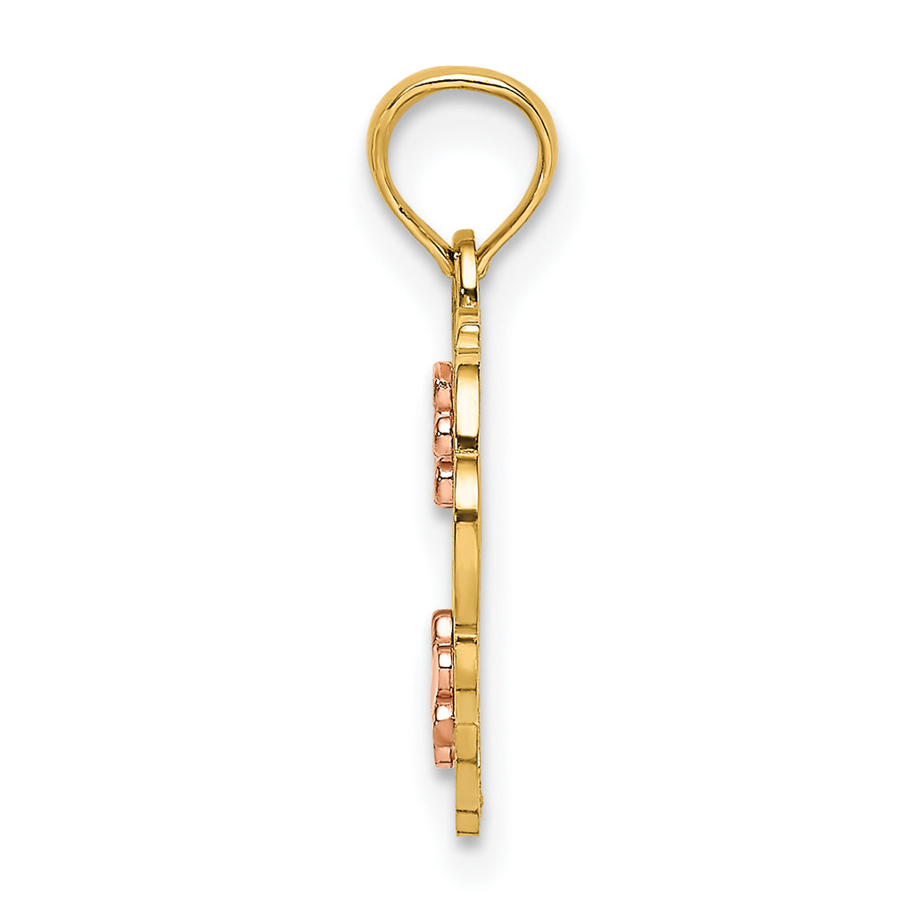 14k Two-Tone Diamond-cut #1 GOD MOTHER In Heart Charm