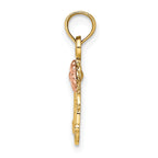 14k Two-Tone Textured Scroll w/ Flower MOM Charm