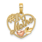 14k Two-Tone Heart w/ #1 MOTHER Charm