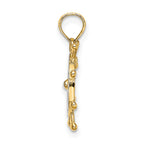 14K W/ Rhodium 2-D Ship Wheel Charm