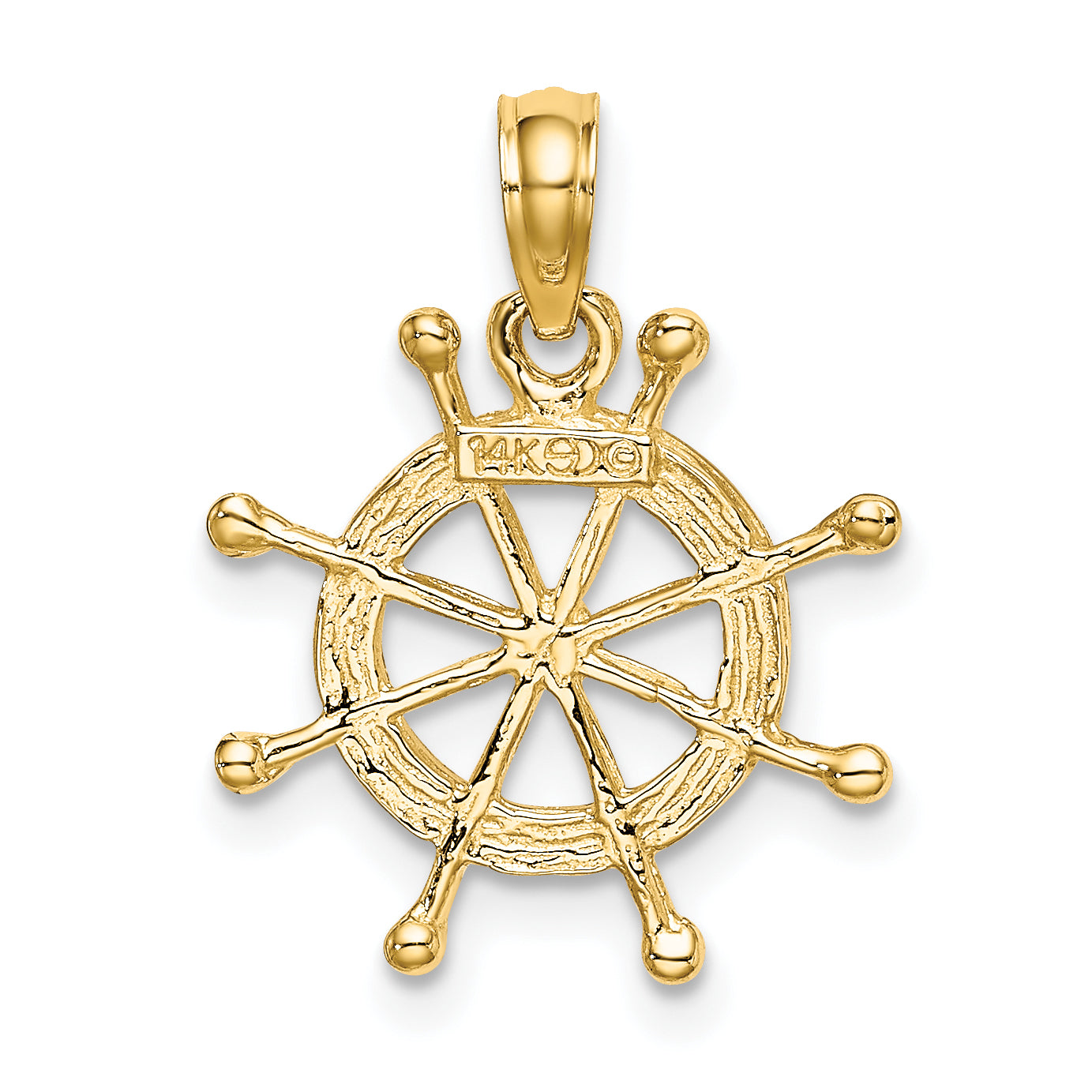 14K W/ Rhodium 2-D Ship Wheel Charm