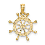 14K W/ Rhodium 2-D Ship Wheel Charm