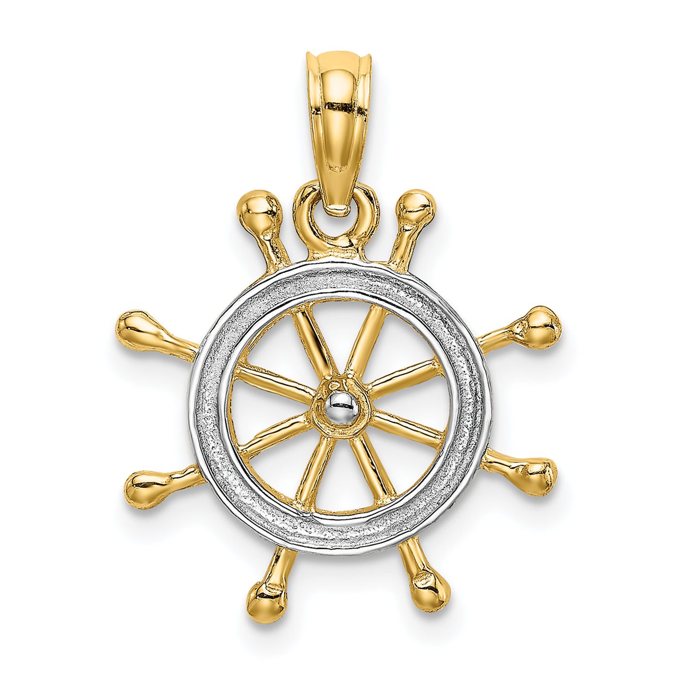 14K W/ Rhodium 2-D Ship Wheel Charm Main image
