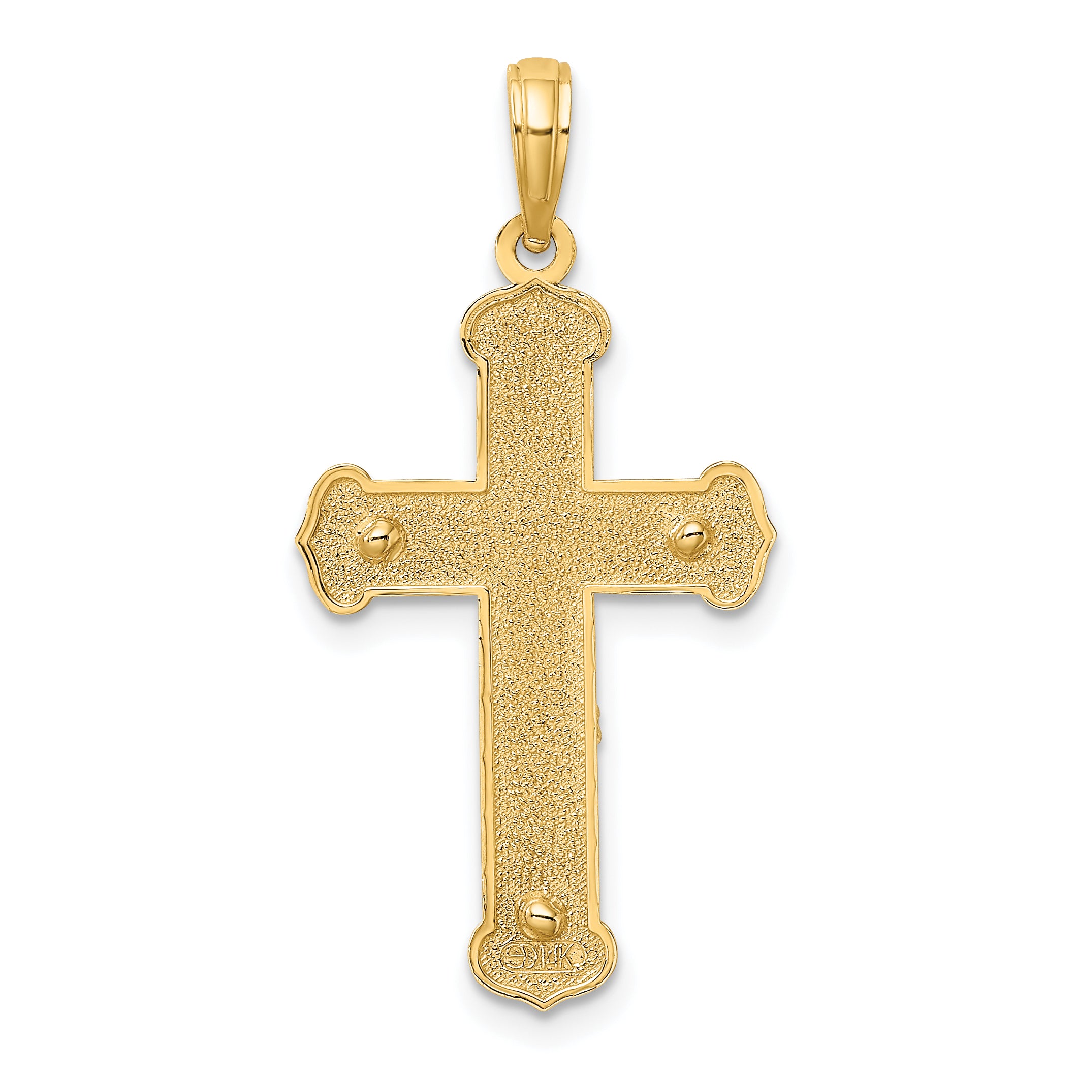 14K Two-tone Engraved Crucifix Charm
